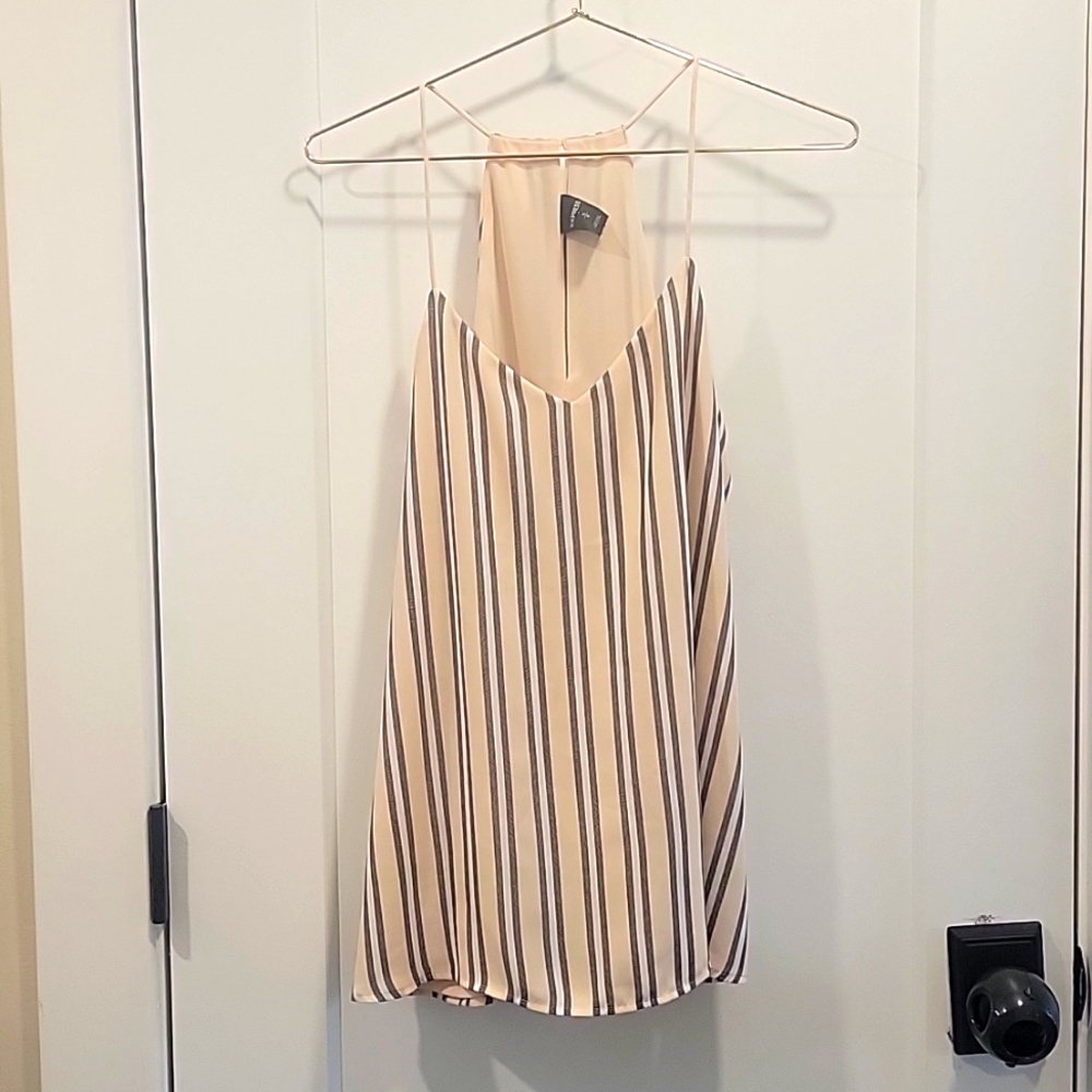 Express Cream and Black Striped Tank Top